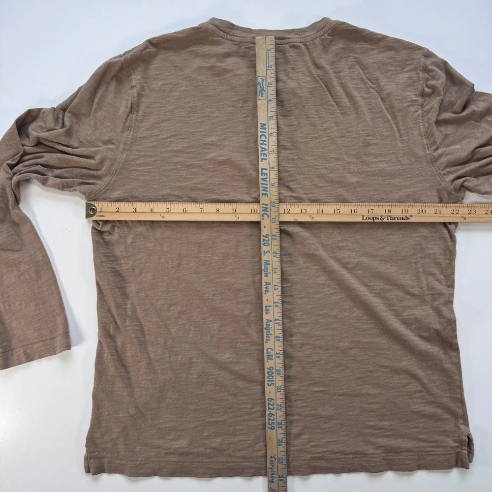 BANANA REPUBLIC Organic Cotton Long Sleeve Henley Mens Large Brown Soft